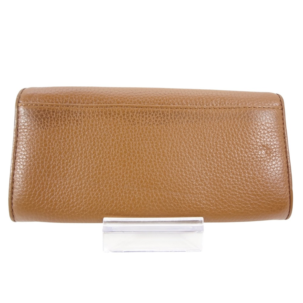 Michael Kors Fulton Flap Wallet Luggage Brown Pebbled Leather Gold MK Logo - Picture 4 of 7